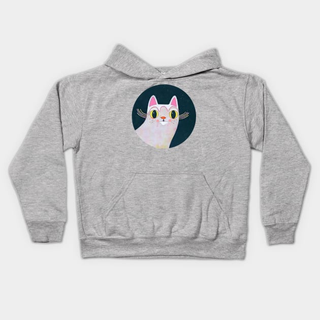 White Cat Kids Hoodie by jenniferdavisart